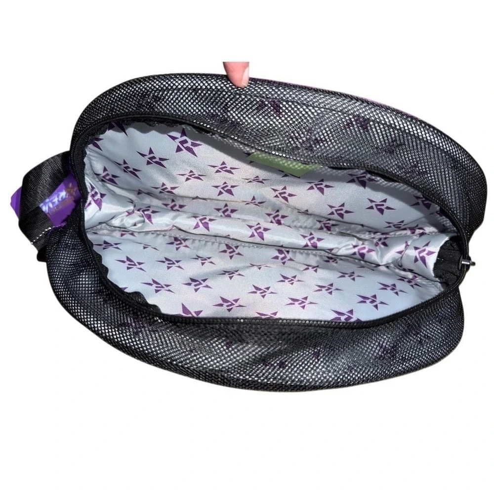 Rebel Athletic Cheerleading Shoe Bag‎ Black Purple Zip Case Wrist Strap